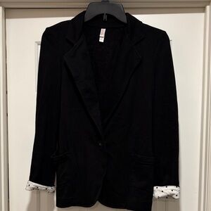 Xhilaration Black Blazer with White Polka Dot Cuffs